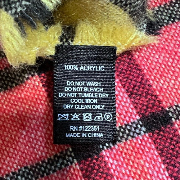 Plaid multicolor wrap scarf cape duster long‎ maxi rainbow colorblock new y2k - Picture 8 of 10